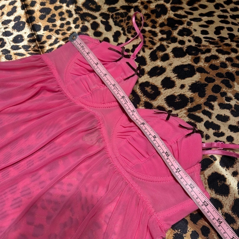 Y2K Pink Ruffled Cami with Brown Ruffles & Bows - Picture 5 of 7